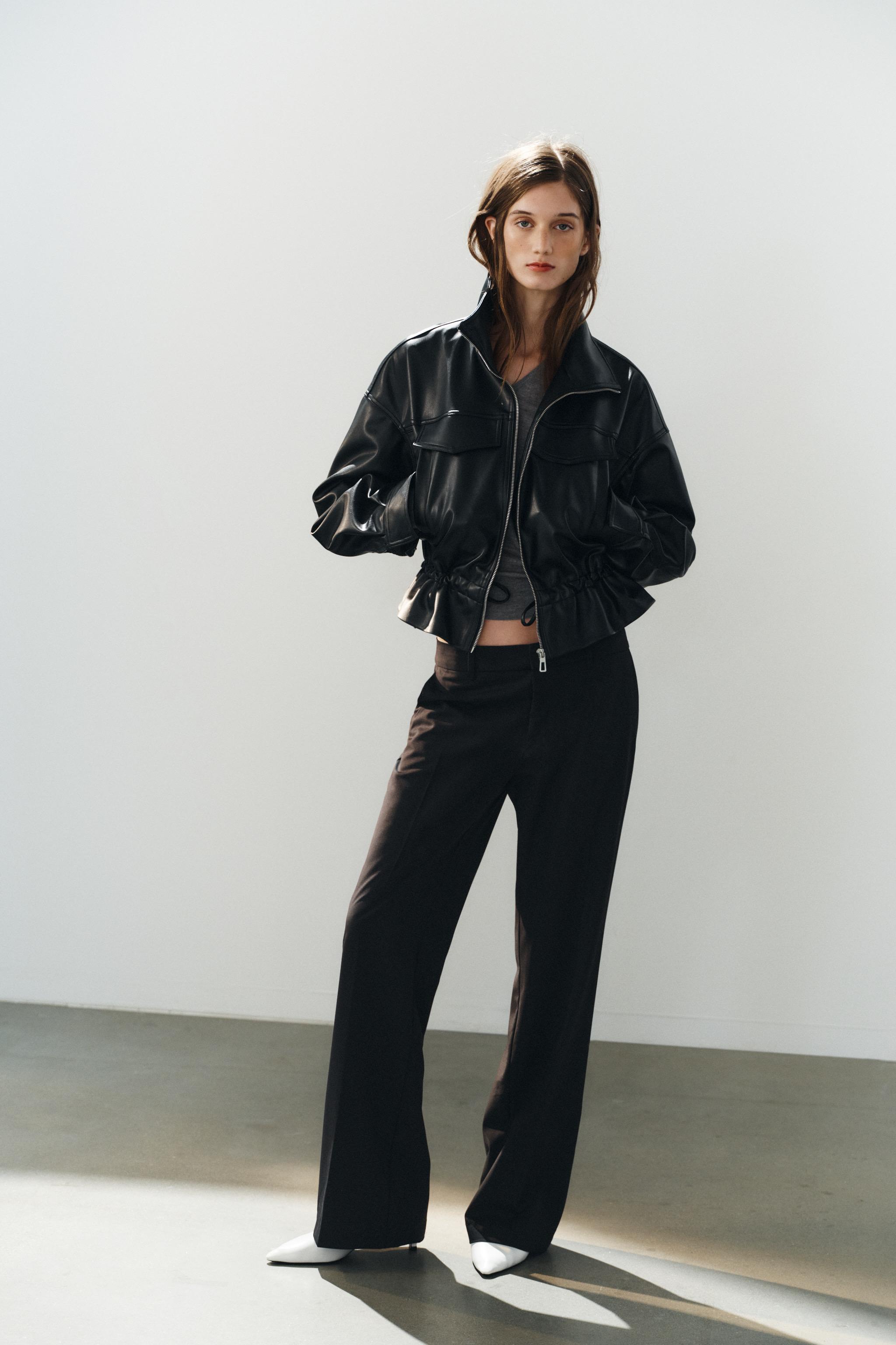 FAUX LEATHER ADJUSTABLE WAIST JACKET